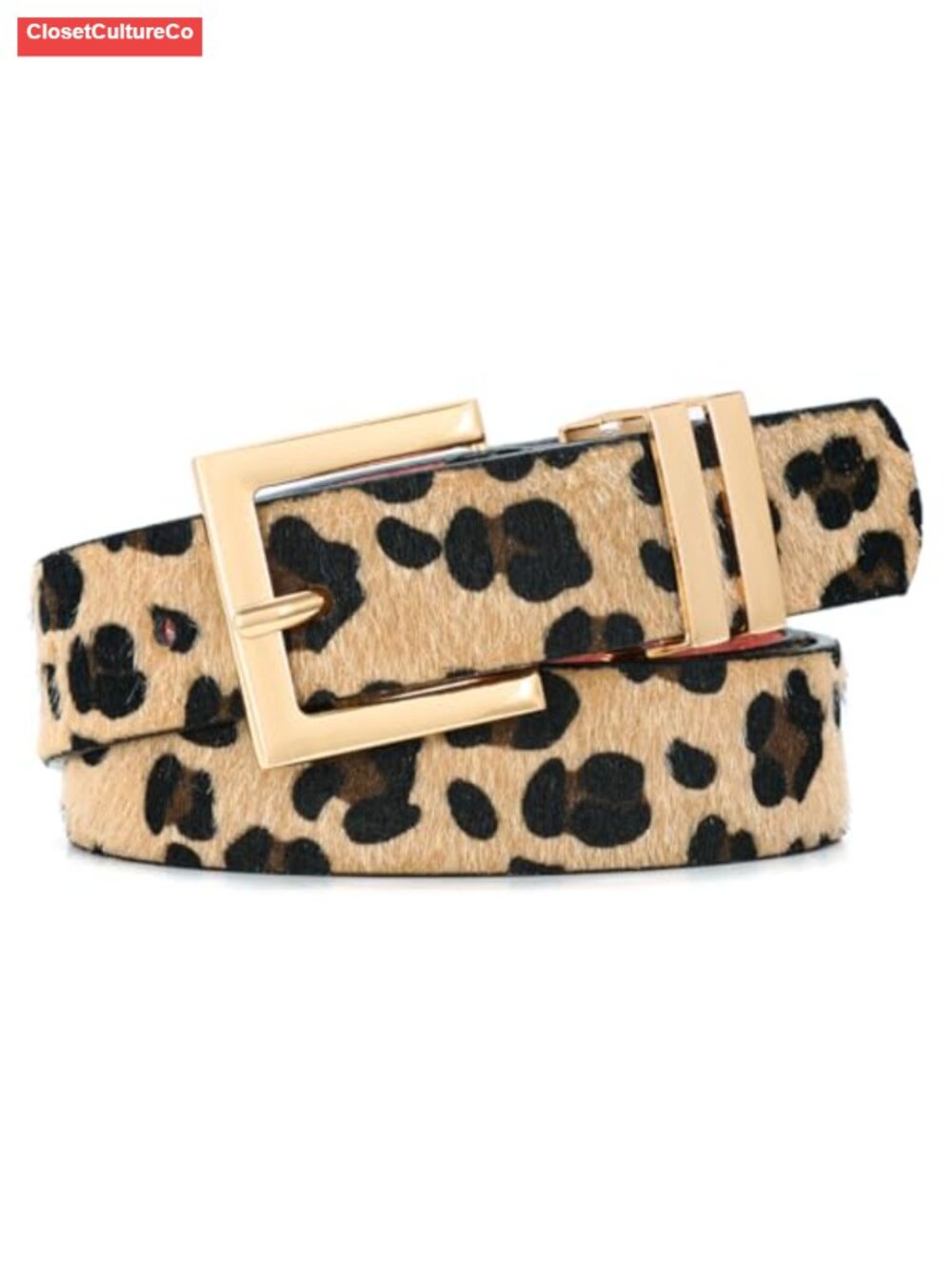 PU Leather Belt for Women Square Gold Buckle Jeans Pants Dresses